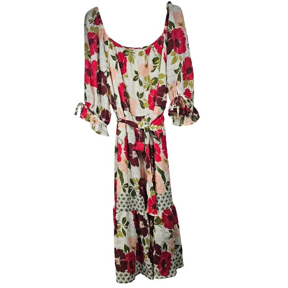 Hope Springs Puff Sleeve Lined Floral Peasant Dress XXL - Picture 1 of 7